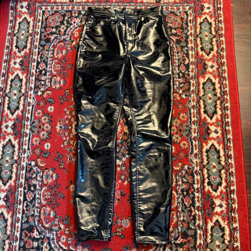 Rag & Bone Black Vinyl Patent Skinny Pants High Shine Trousers Size 26